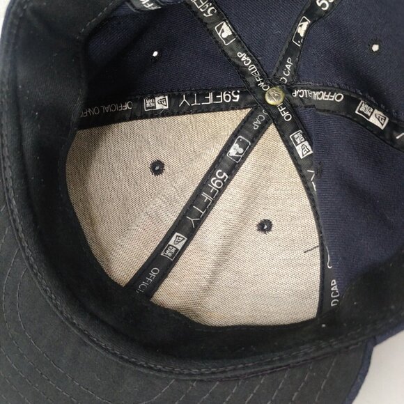 Cleveland Indians Guardians 56Fifty New Era Fitted Cap 7 1/8 Blue Canvas - Picture 11 of 11